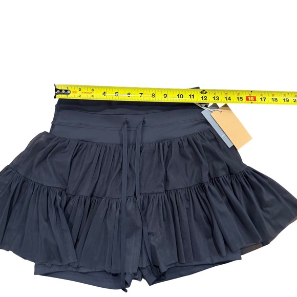POPFLEX Pirouette Skort Charcoal Ruffle Mesh Tennis Skirt Small NWT - Picture 5 of 8